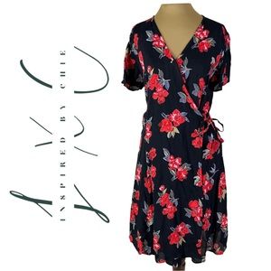 Miss Selfridge Black Floral Wrap Dress